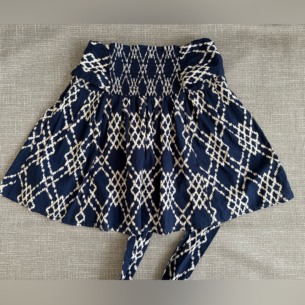 Anthropologie Rimbaud‎ Tie Waist Mini Skirt XS Blue/White - Picture 3 of 14